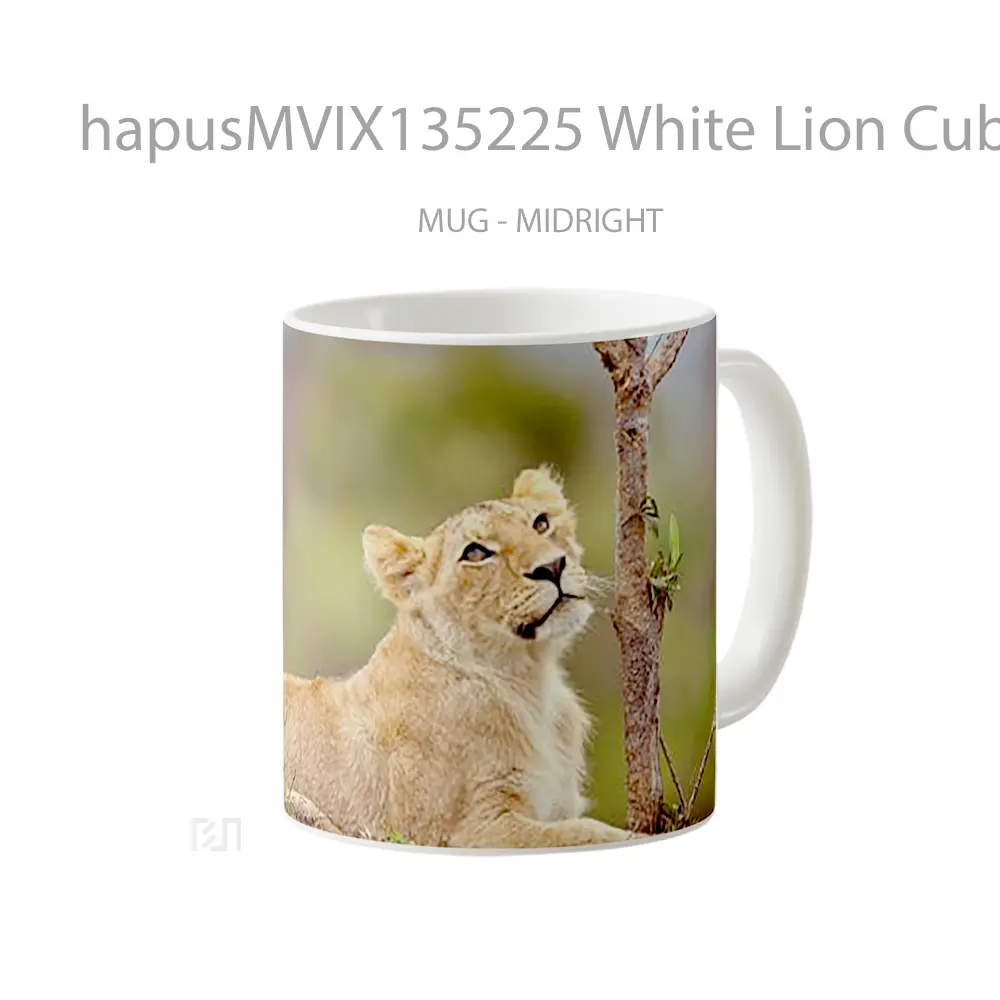 Mug White Lion Cub Gelas Hewan Lucu - All-side / Desain