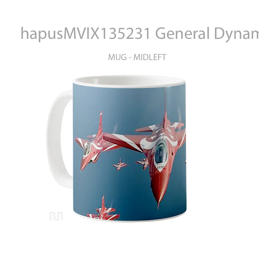 Mug General Dynamics F16 Fighting Falcon Jet Fighter Gelas Keramik Unik - All-side / Desain