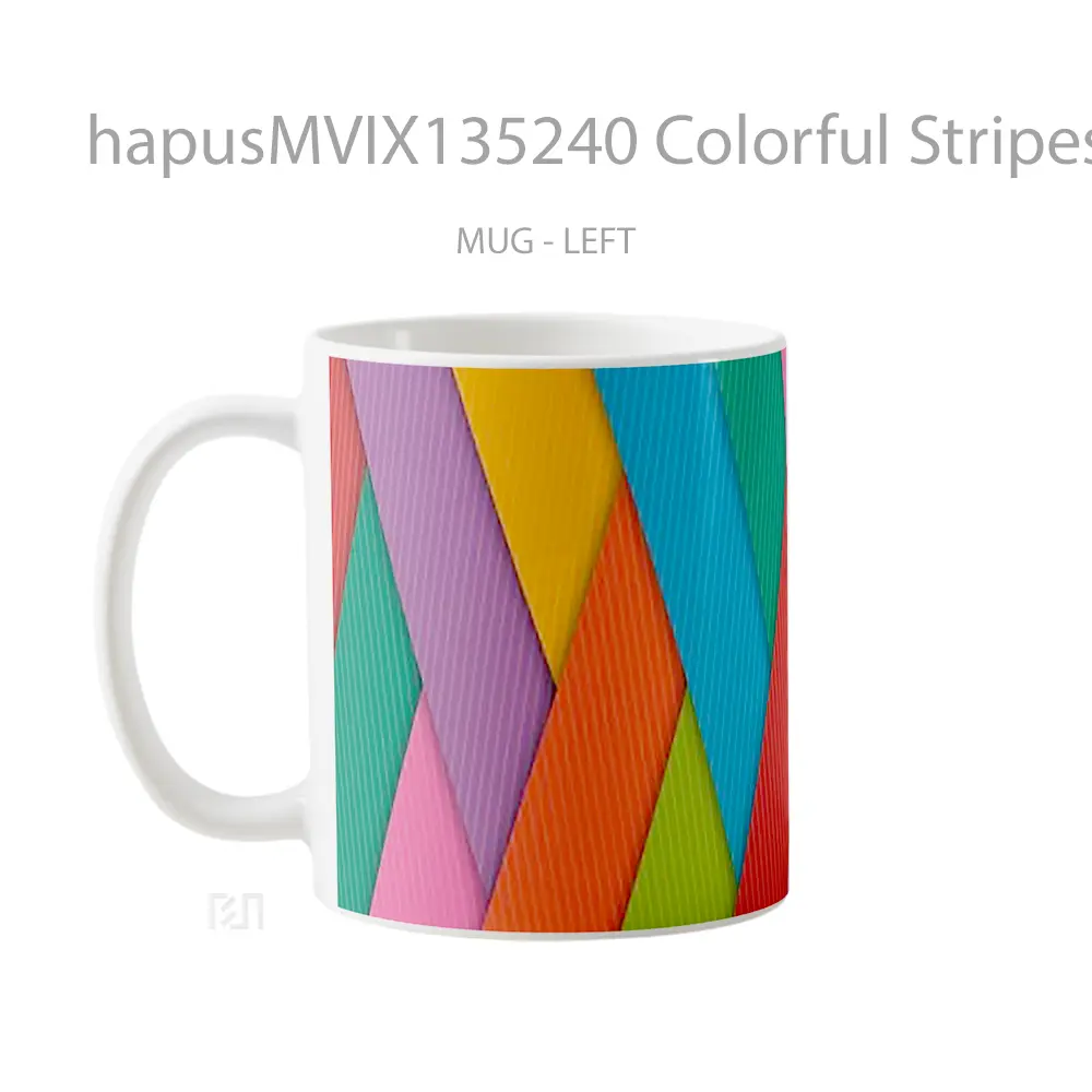 Mug Colorful Stripes V2 Gelas Keramik Unik - All-side / Desain