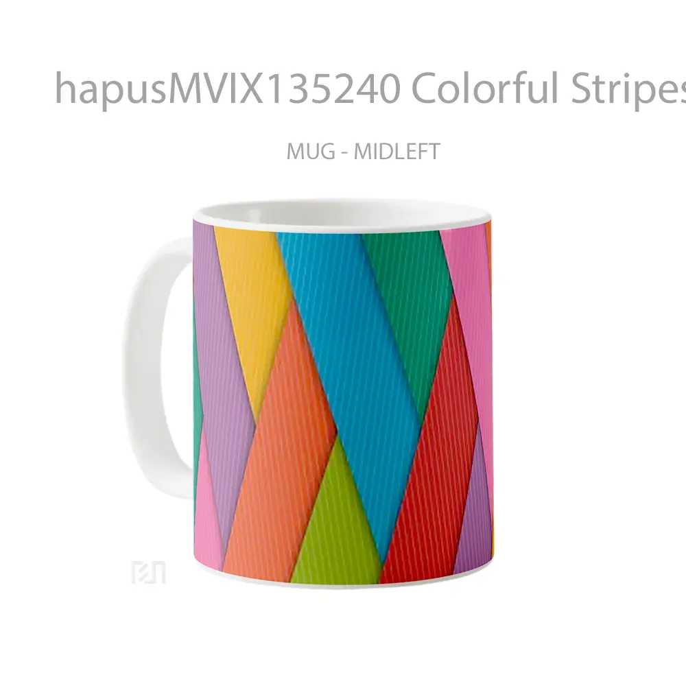 Mug Colorful Stripes V2 Gelas Keramik Unik - All-side / Desain