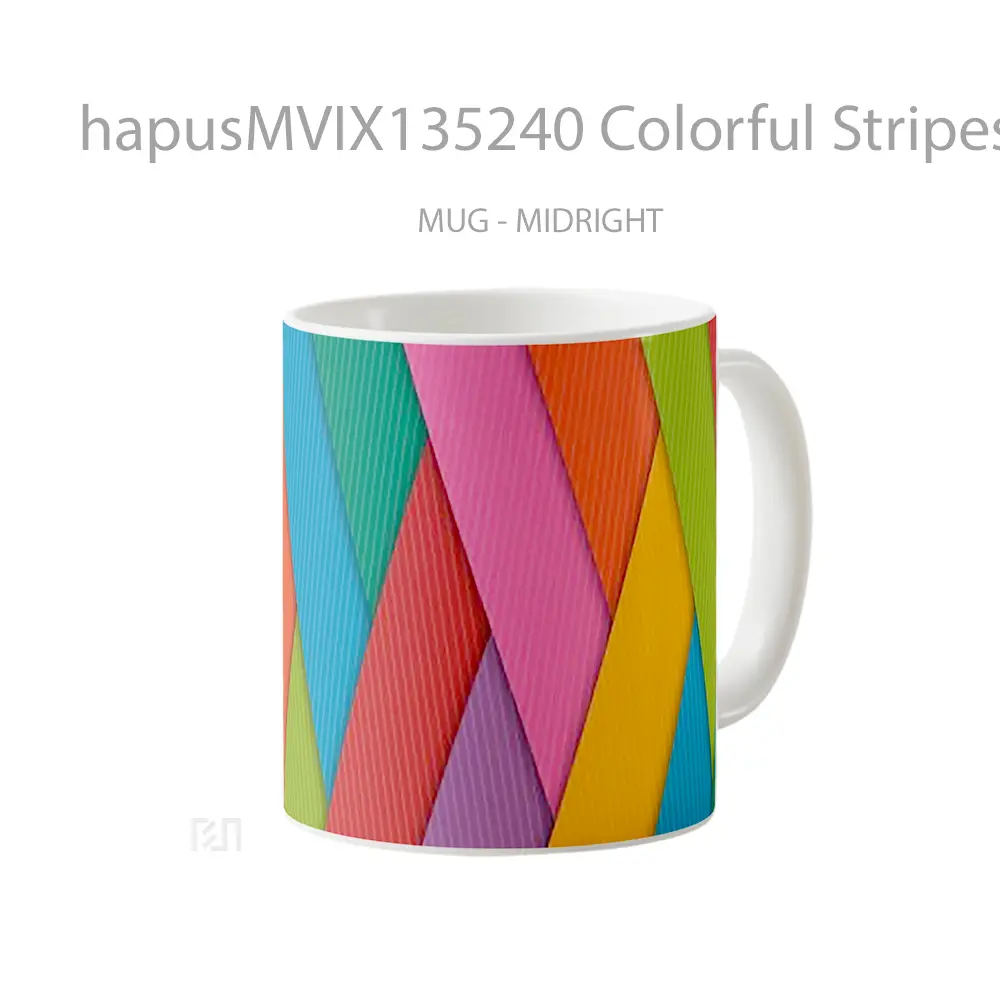 Mug Colorful Stripes V2 Gelas Keramik Unik - All-side / Desain