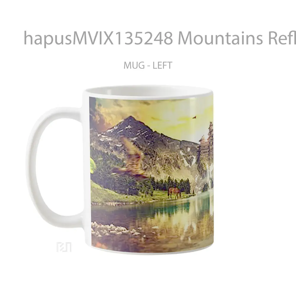 Mug Mountains Reflecting In The Mountains Gelas Pemandangan Alam - All-side / Desain
