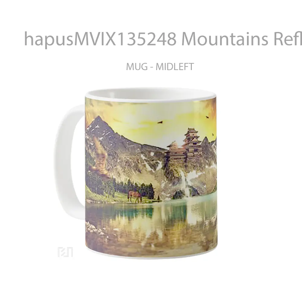 Mug Mountains Reflecting In The Mountains Gelas Pemandangan Alam - All-side / Desain