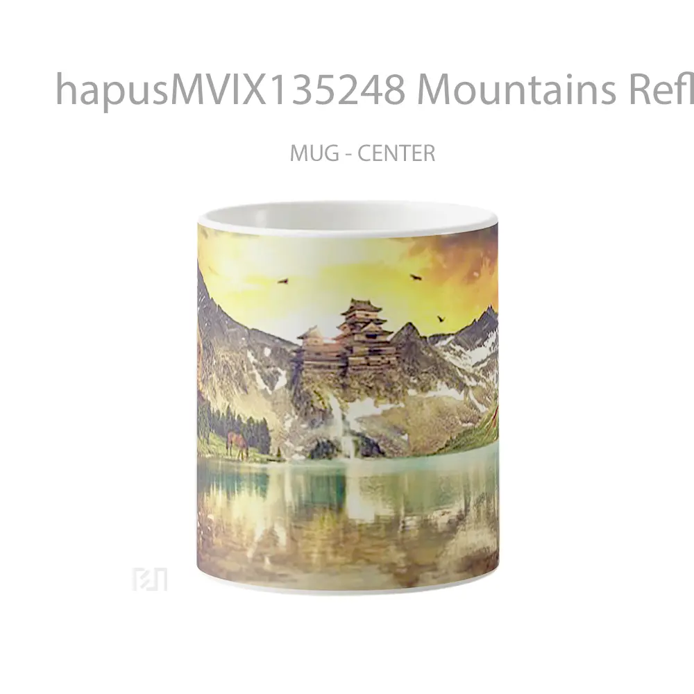 Mug Keramik Premium SNI - Mug Mountains Reflecting In The Mountains Gelas Pemandangan Alam