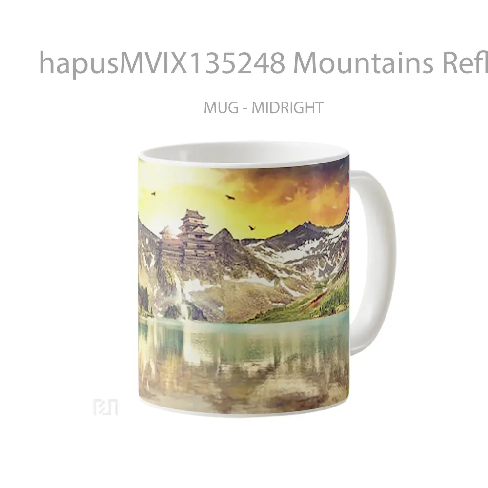 Mug Mountains Reflecting In The Mountains Gelas Pemandangan Alam - All-side / Desain