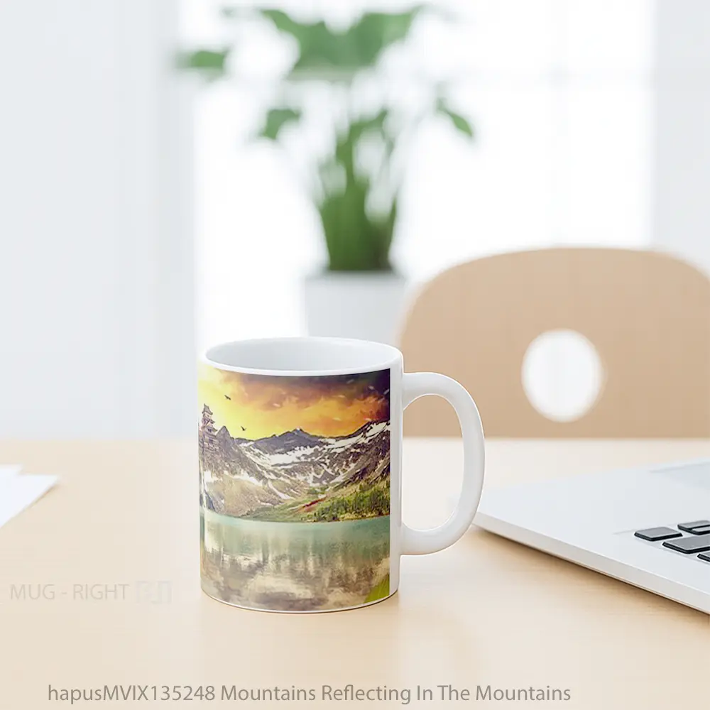 Mug Mountains Reflecting In The Mountains Gelas Pemandangan Alam - All-side / Desain
