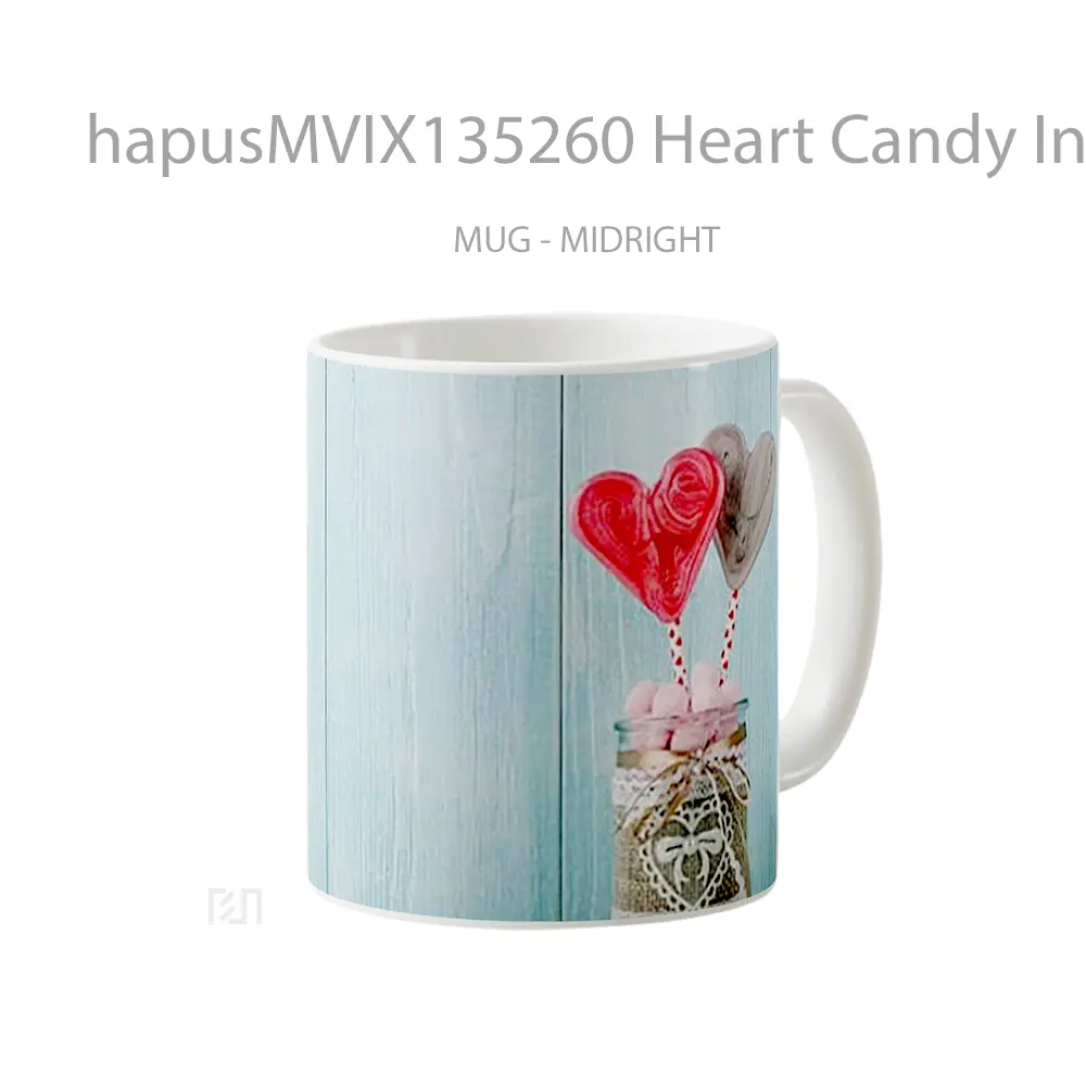 Mug Heart Candy In A Jar Gelas Keramik Unik - All-side / Desain