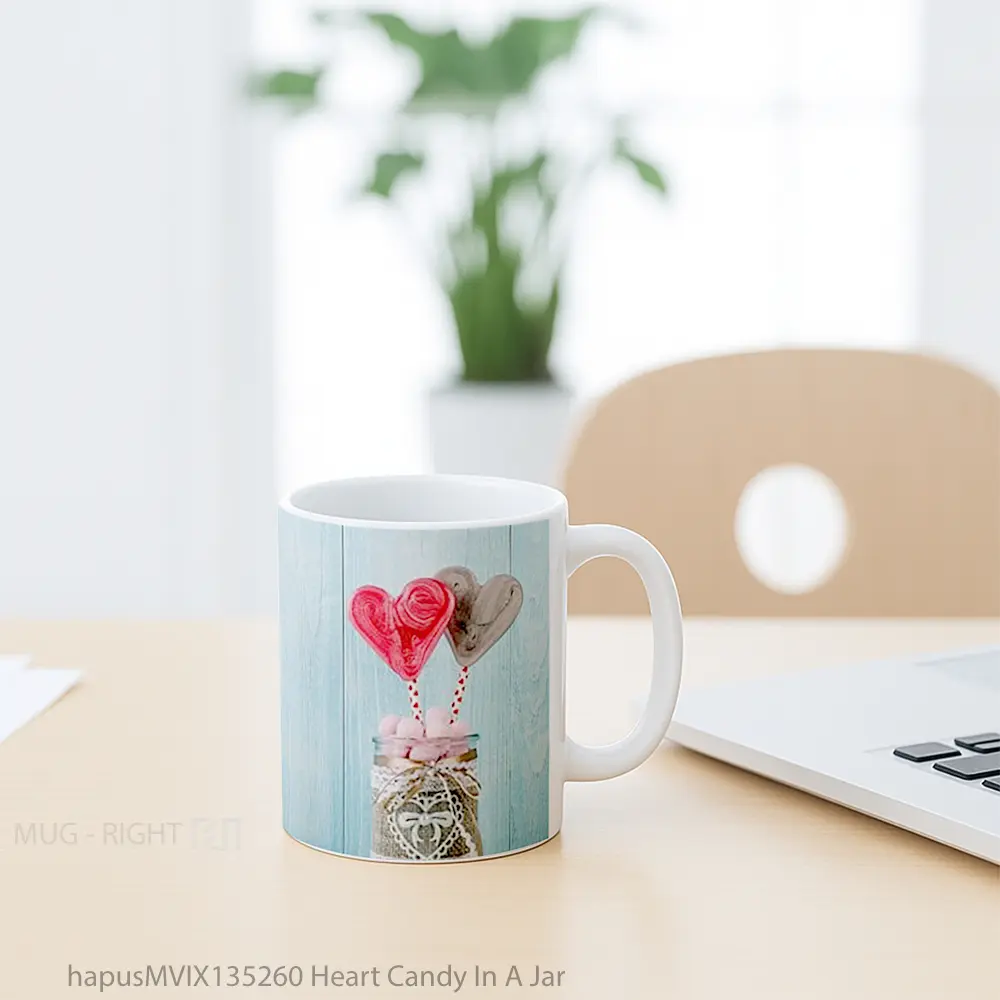 Mug Heart Candy In A Jar Gelas Keramik Unik - All-side / Desain