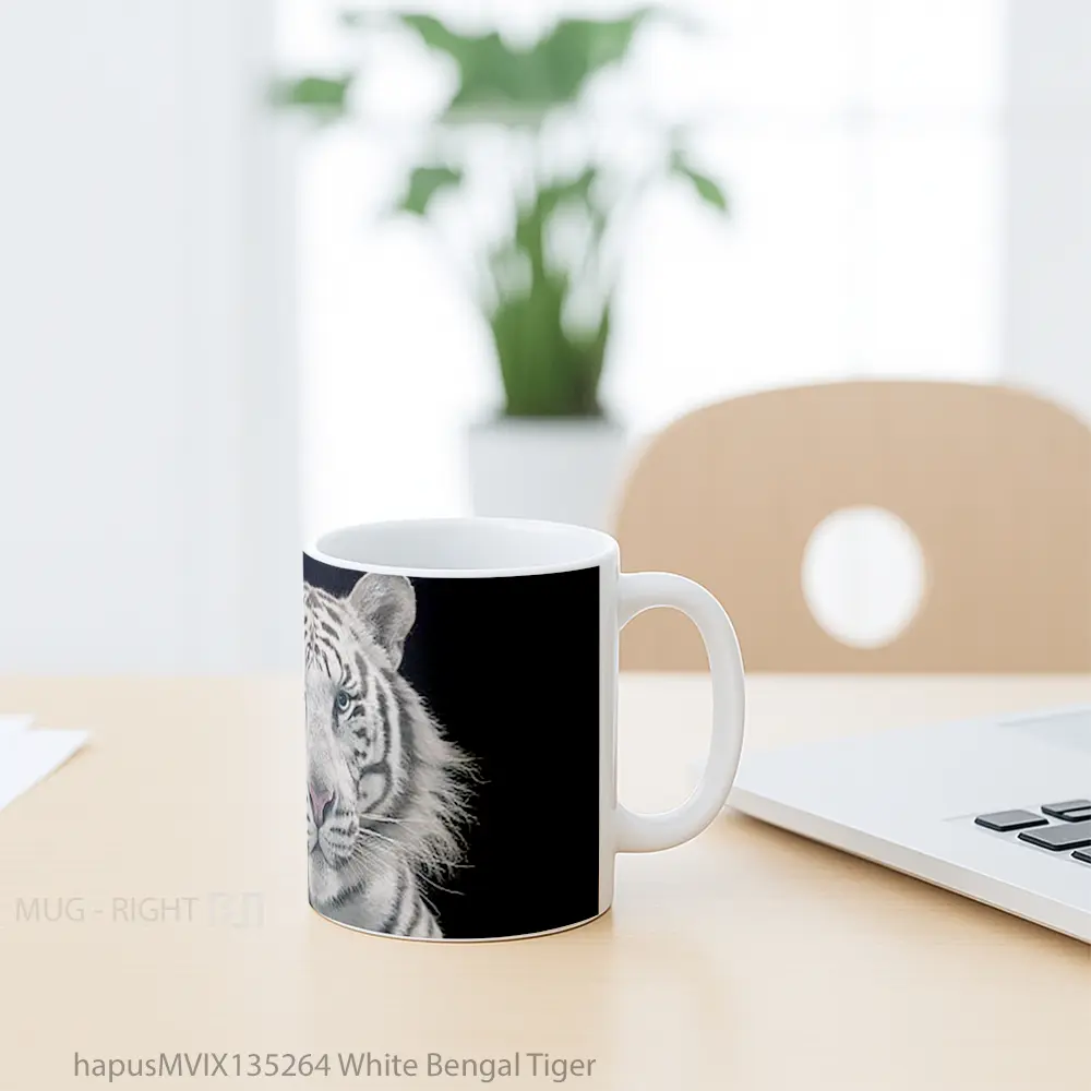 Mug White Bengal Tiger Gelas Hewan Lucu - All-side / Desain