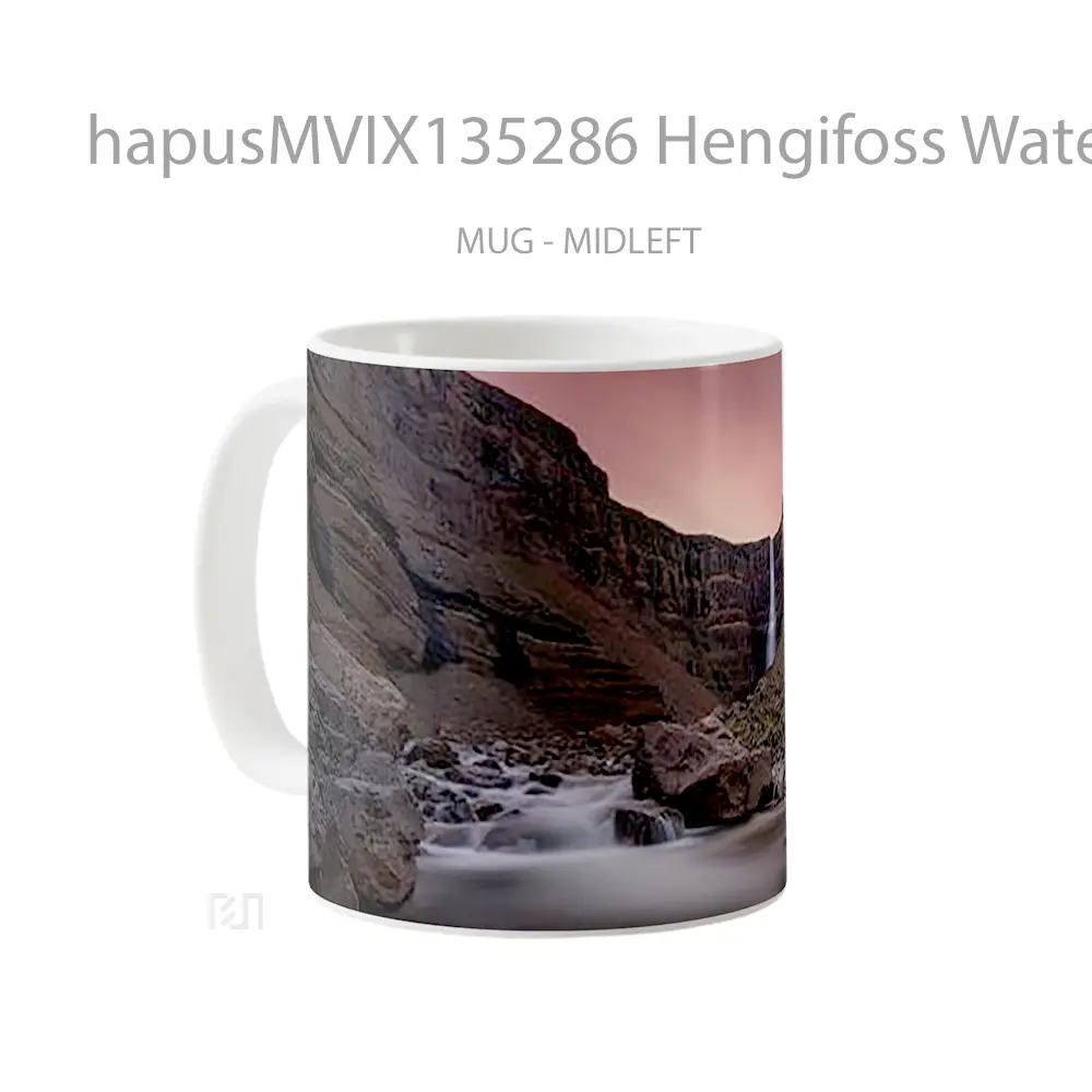 Mug Hengifoss Waterfall In Iceland Gelas Pemandangan Alam - All-side / Desain