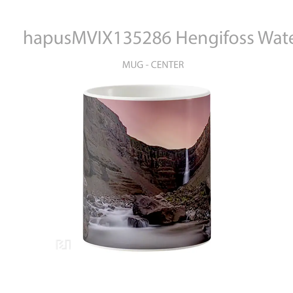 Mug Hengifoss Waterfall In Iceland Gelas Pemandangan Alam