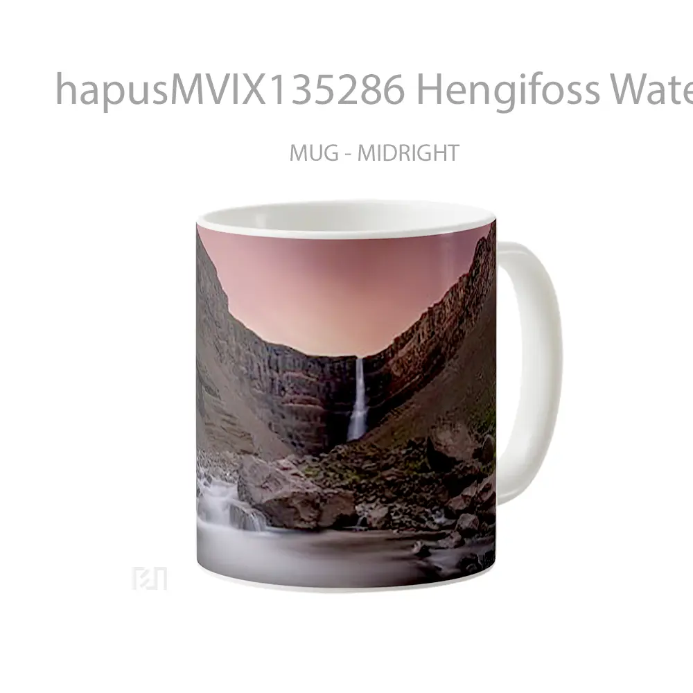 Mug Hengifoss Waterfall In Iceland Gelas Pemandangan Alam - All-side / Desain