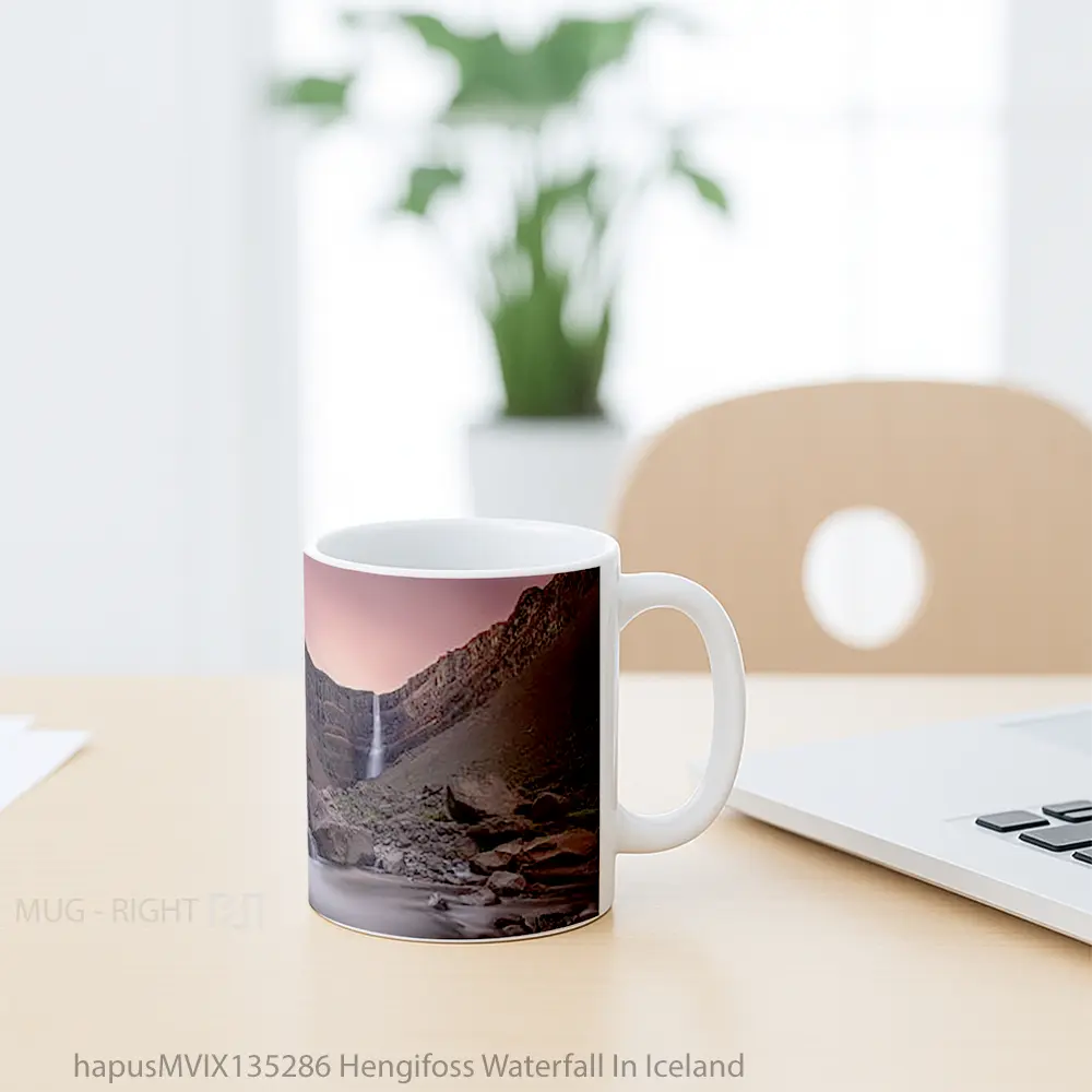 Mug Hengifoss Waterfall In Iceland Gelas Pemandangan Alam - All-side / Desain