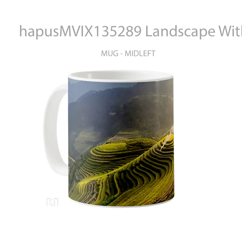 Mug Landscape With Mountains And Pyramids Gelas Pemandangan Alam - All-side / Desain