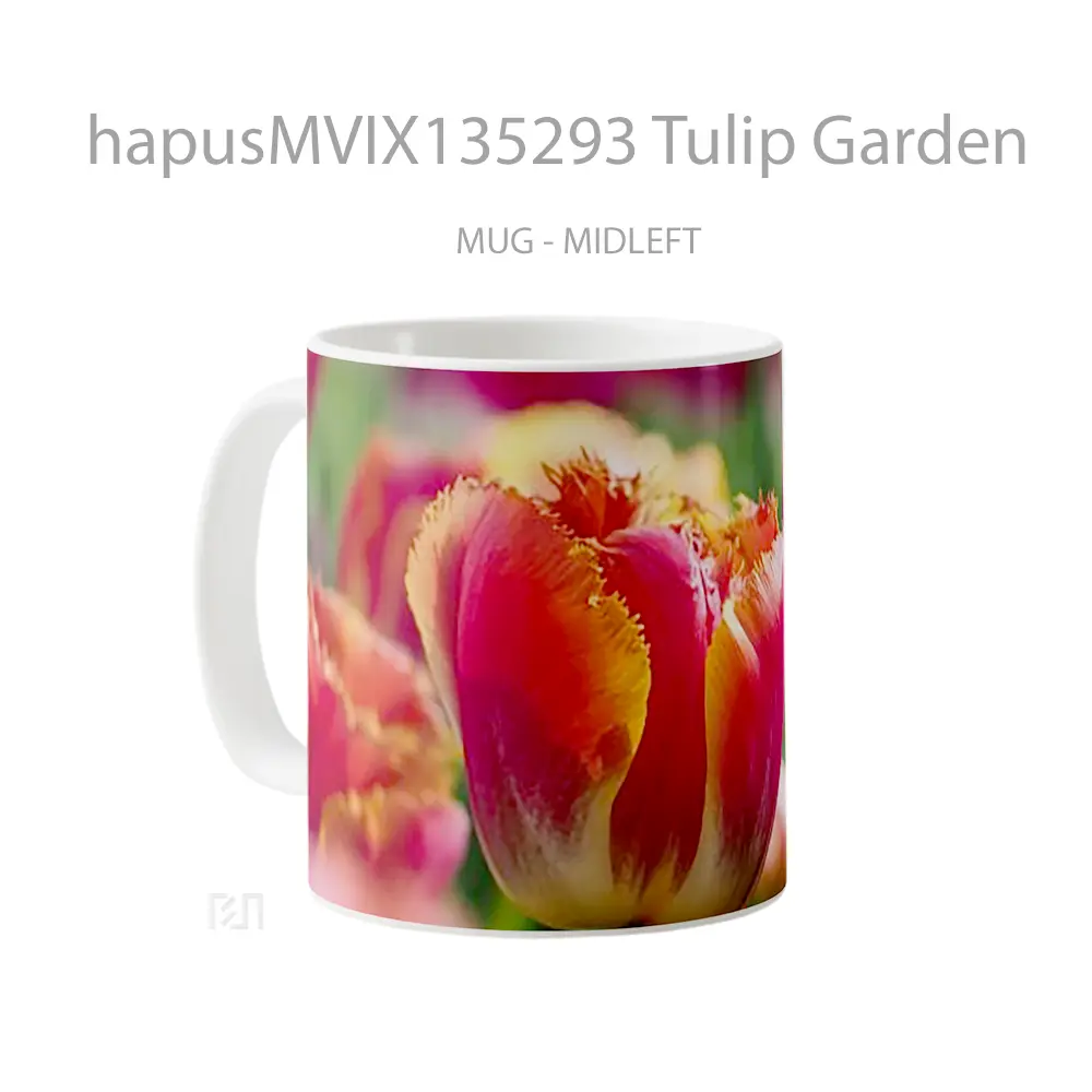 Mug Tulip Garden Gelas Pemandangan Alam - All-side / Desain