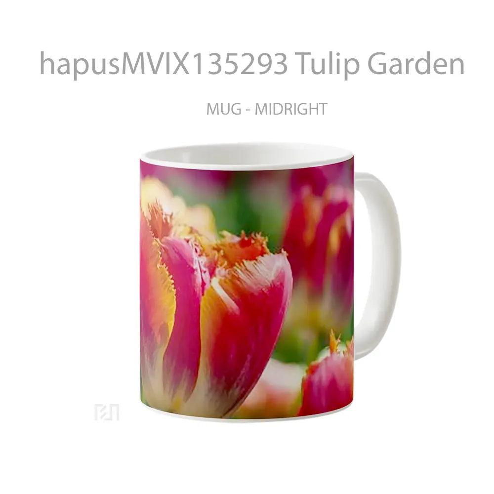 Mug Tulip Garden Gelas Pemandangan Alam - All-side / Desain