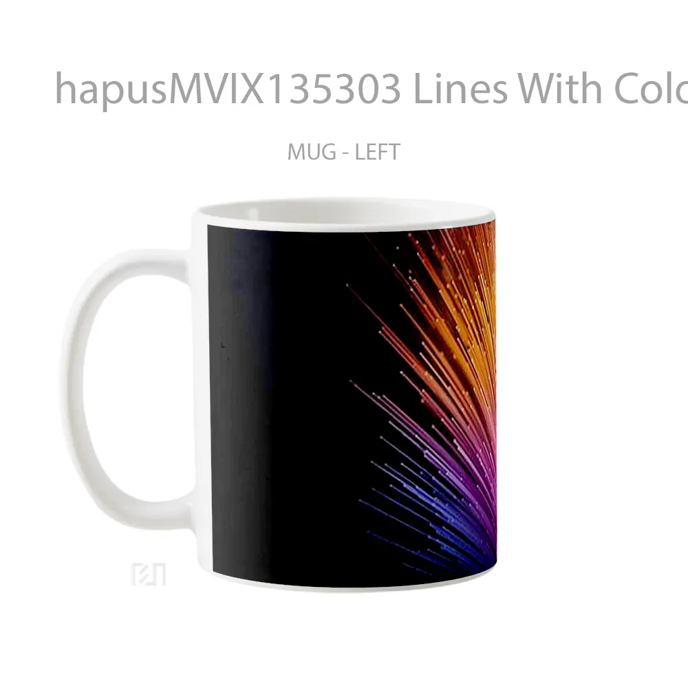 Mug Lines With Colored Lights Gelas Keramik Unik - All-side / Desain