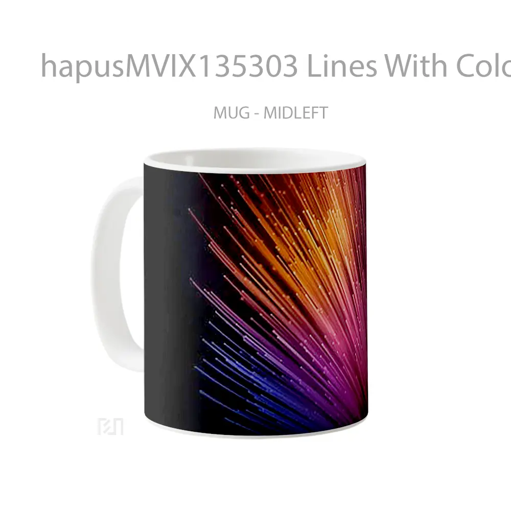 Mug Lines With Colored Lights Gelas Keramik Unik - All-side / Desain