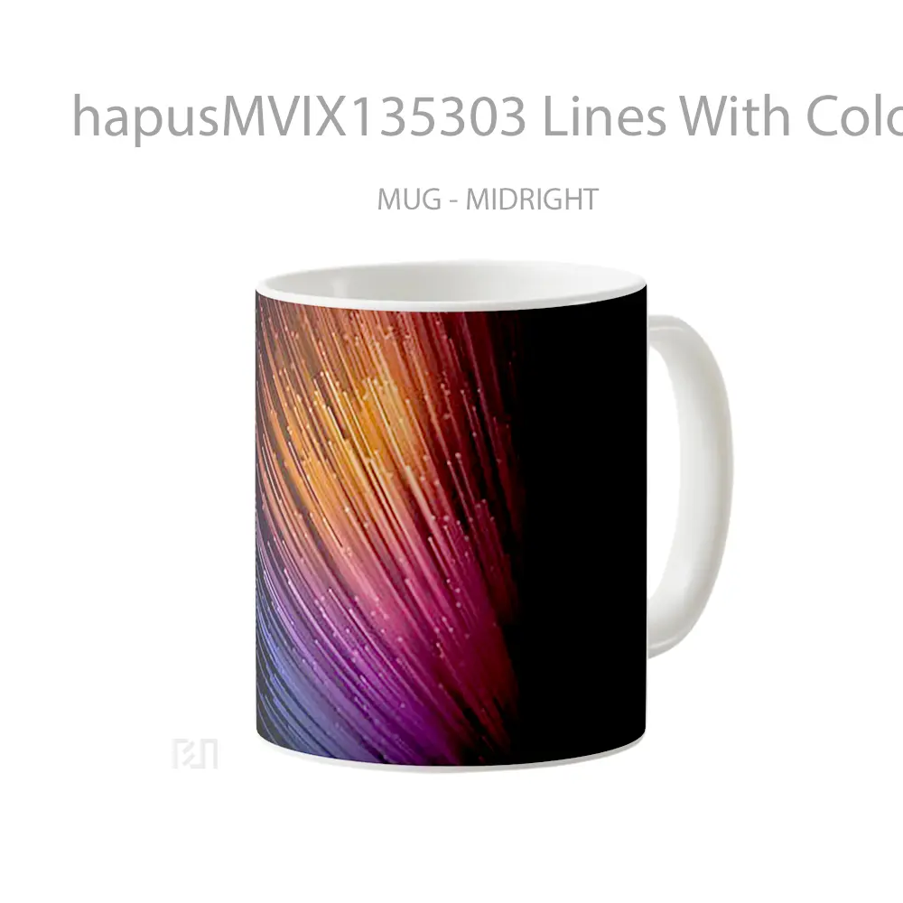 Mug Lines With Colored Lights Gelas Keramik Unik - All-side / Desain