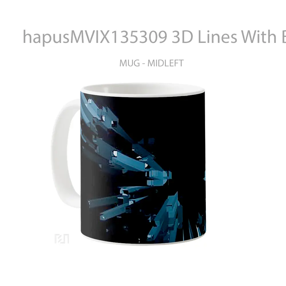 Mug 3D Lines With Blue Perspective Gelas Keramik Unik - All-side / Desain
