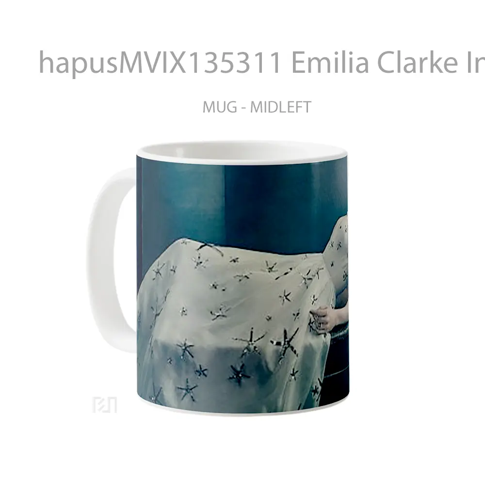 Mug Emilia Clarke In A White Dress Gelas Keramik Unik - All-side / Desain