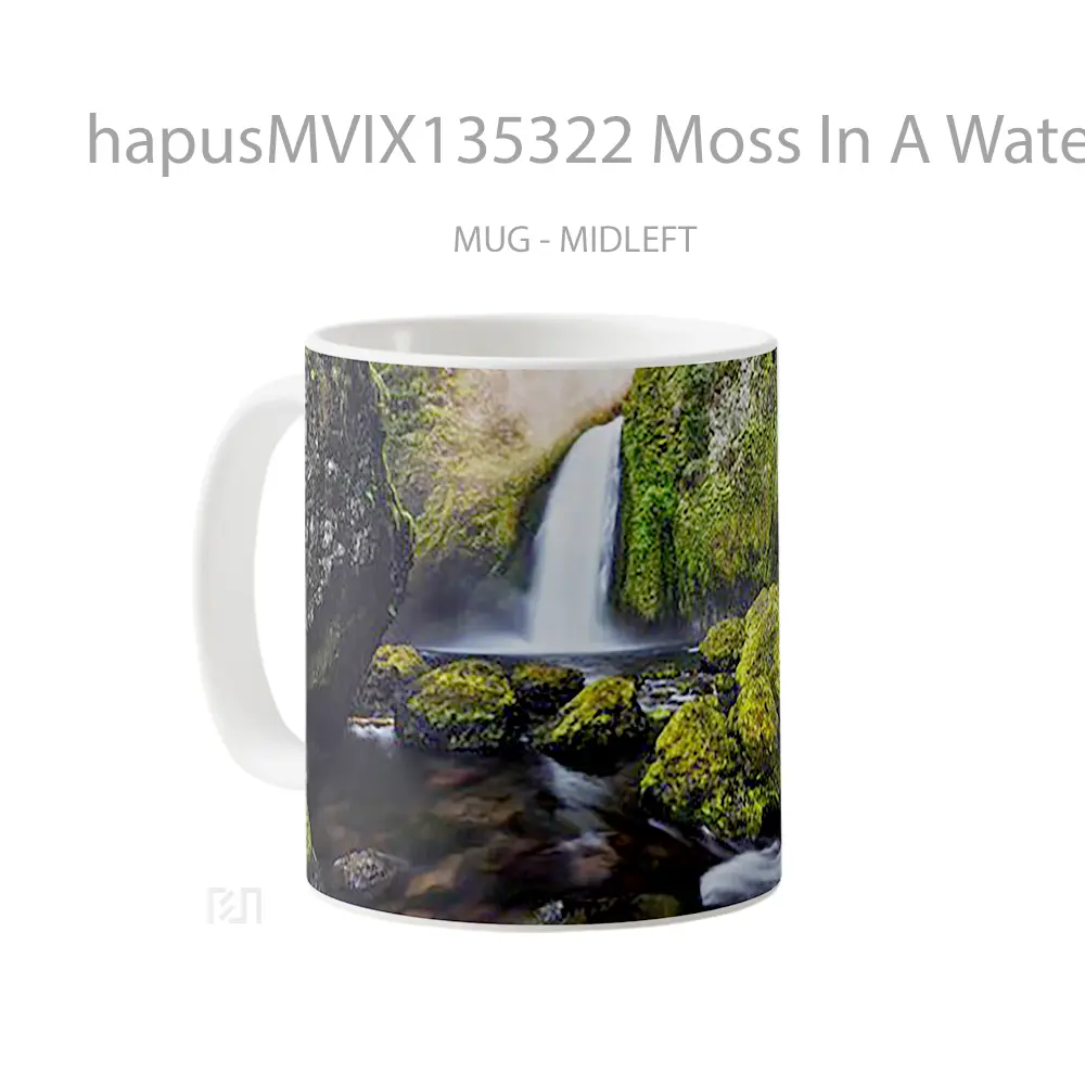 Mug Moss In A Waterfall Gelas Pemandangan Alam - All-side / Desain