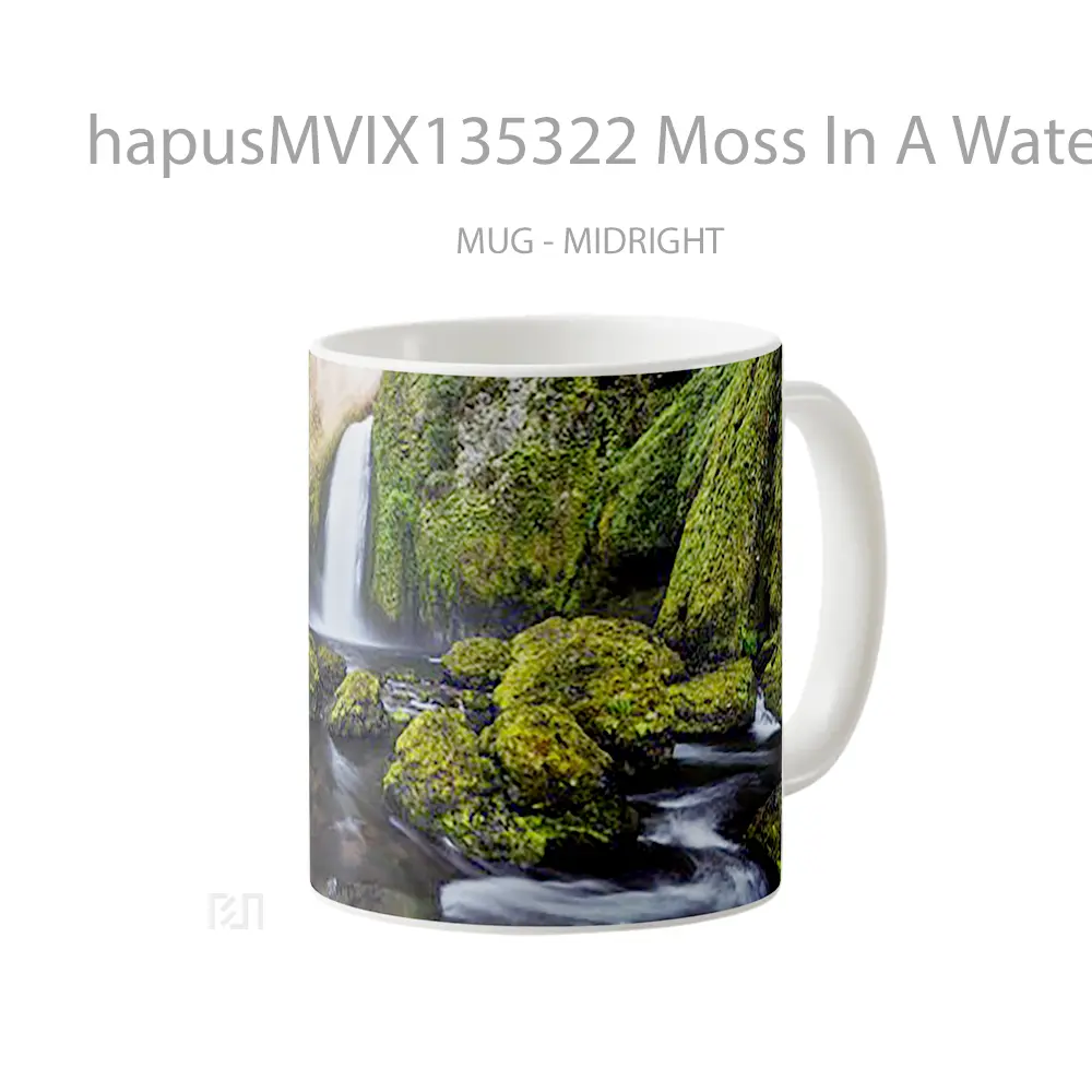 Mug Moss In A Waterfall Gelas Pemandangan Alam - All-side / Desain