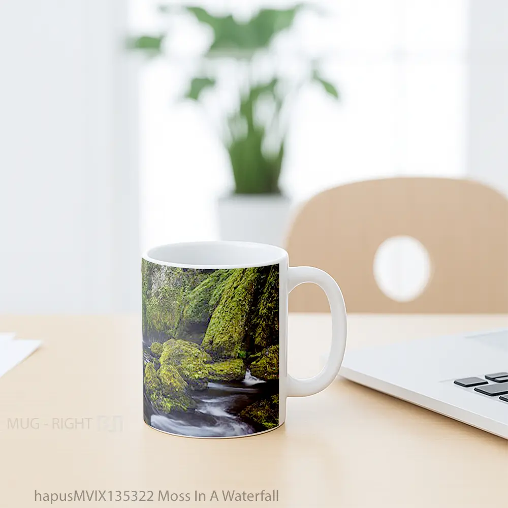Mug Moss In A Waterfall Gelas Pemandangan Alam - All-side / Desain
