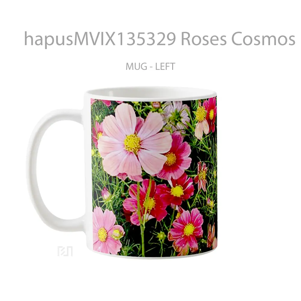 Mug Roses Cosmos Flowers Gelas Pemandangan Alam - All-side / Desain