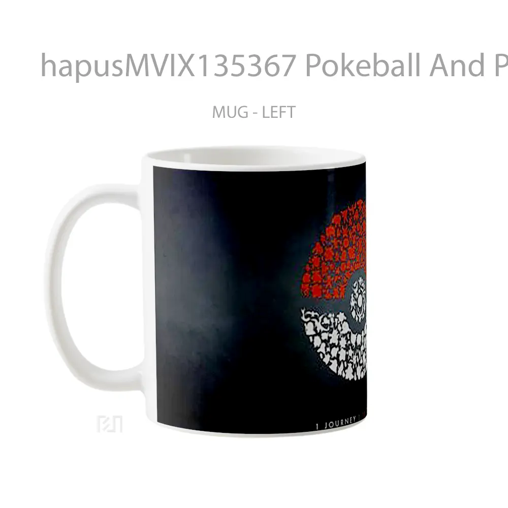 Mug Pokeball And Pokemons Gelas Keramik Unik - All-side / Desain