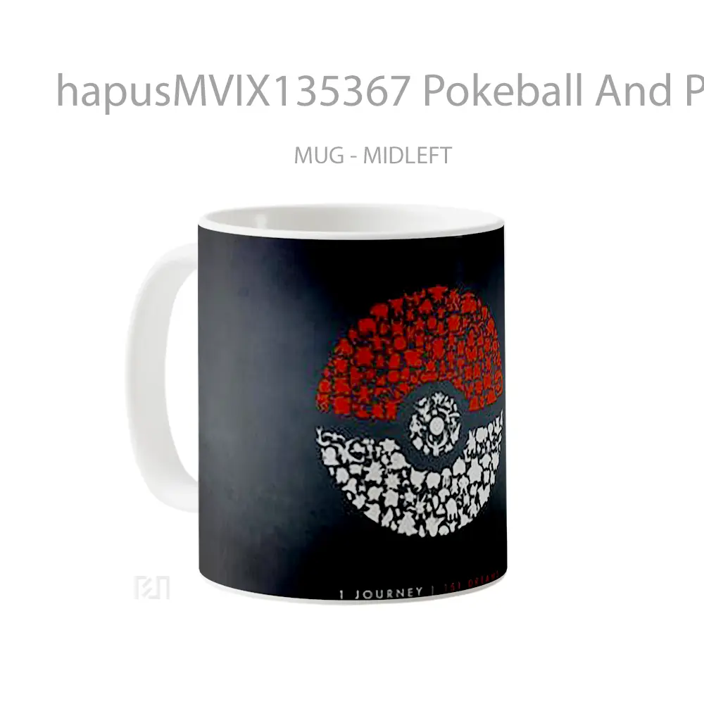 Mug Pokeball And Pokemons Gelas Keramik Unik - All-side / Desain