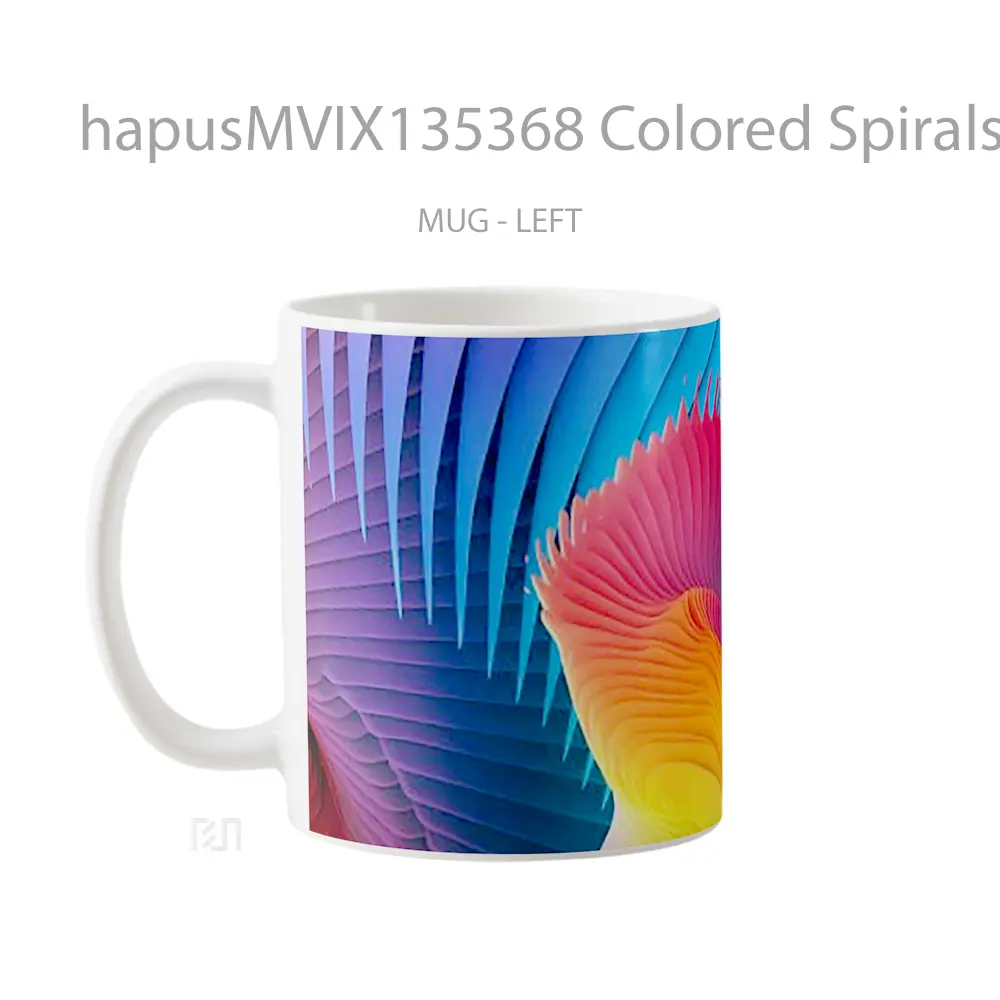 Mug Colored Spirals Gelas Keramik Unik - All-side / Desain