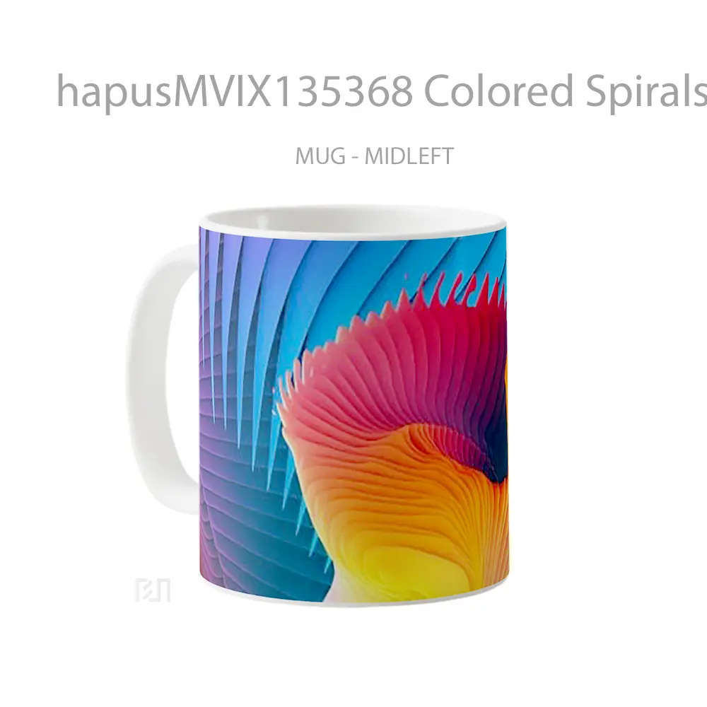 Mug Colored Spirals Gelas Keramik Unik - All-side / Desain
