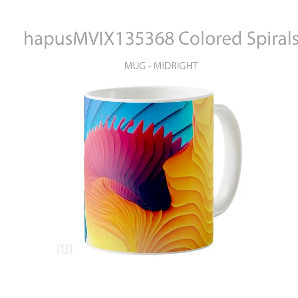 Mug Colored Spirals Gelas Keramik Unik - All-side / Desain