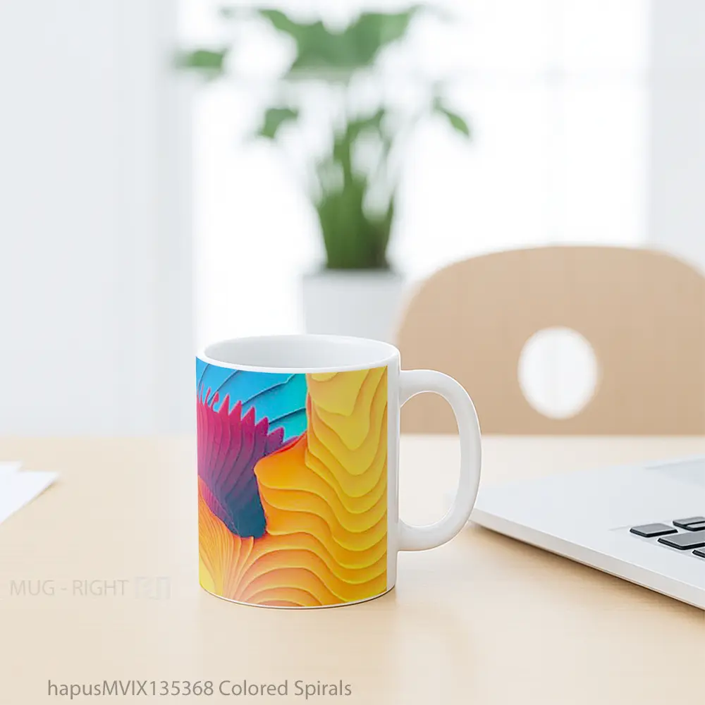 Mug Colored Spirals Gelas Keramik Unik - All-side / Desain
