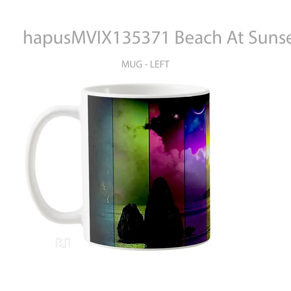 Mug Beach At Sunset With Colors Gelas Pemandangan Alam - All-side / Desain