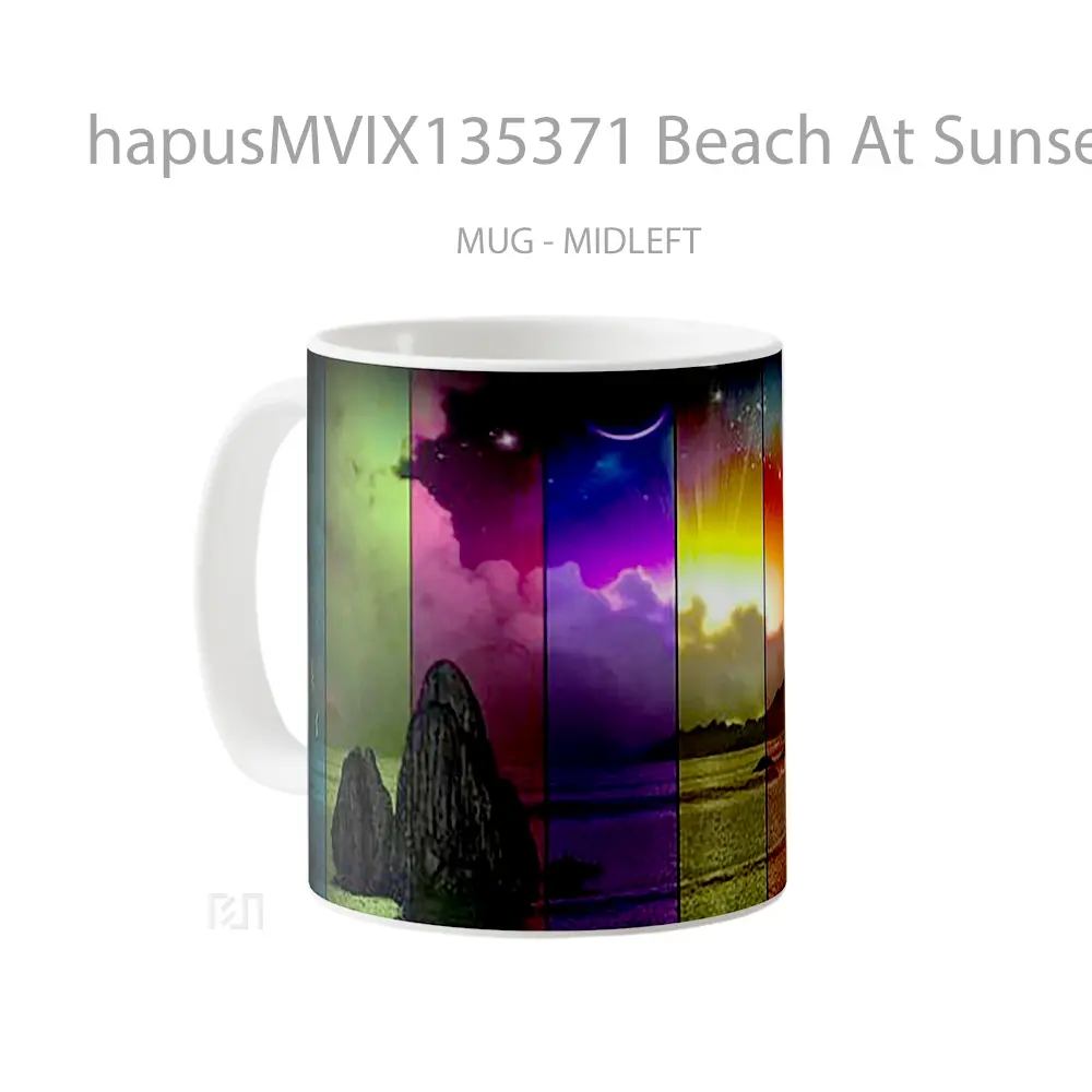 Mug Beach At Sunset With Colors Gelas Pemandangan Alam - All-side / Desain