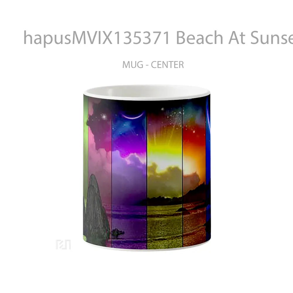 Mug Keramik Premium SNI - Mug Beach At Sunset With Colors Gelas Pemandangan Alam