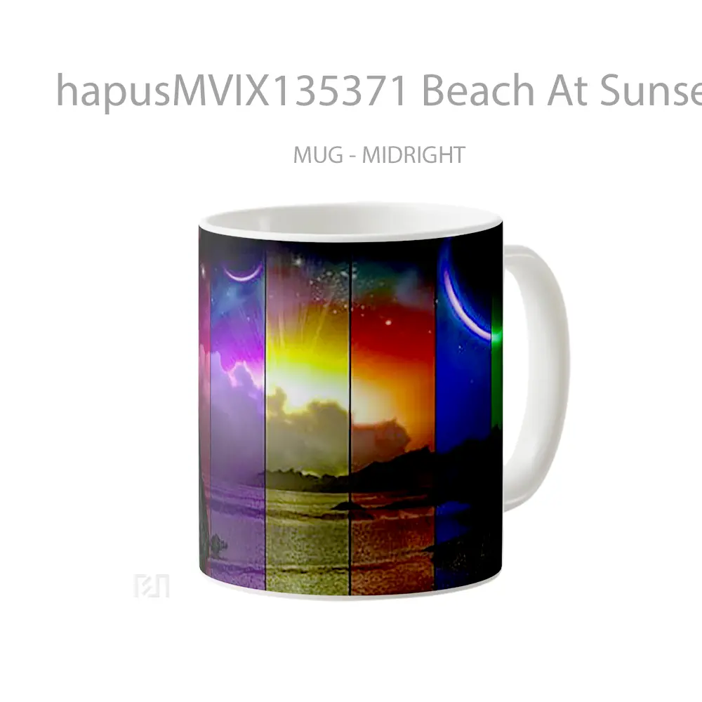Mug Beach At Sunset With Colors Gelas Pemandangan Alam - All-side / Desain