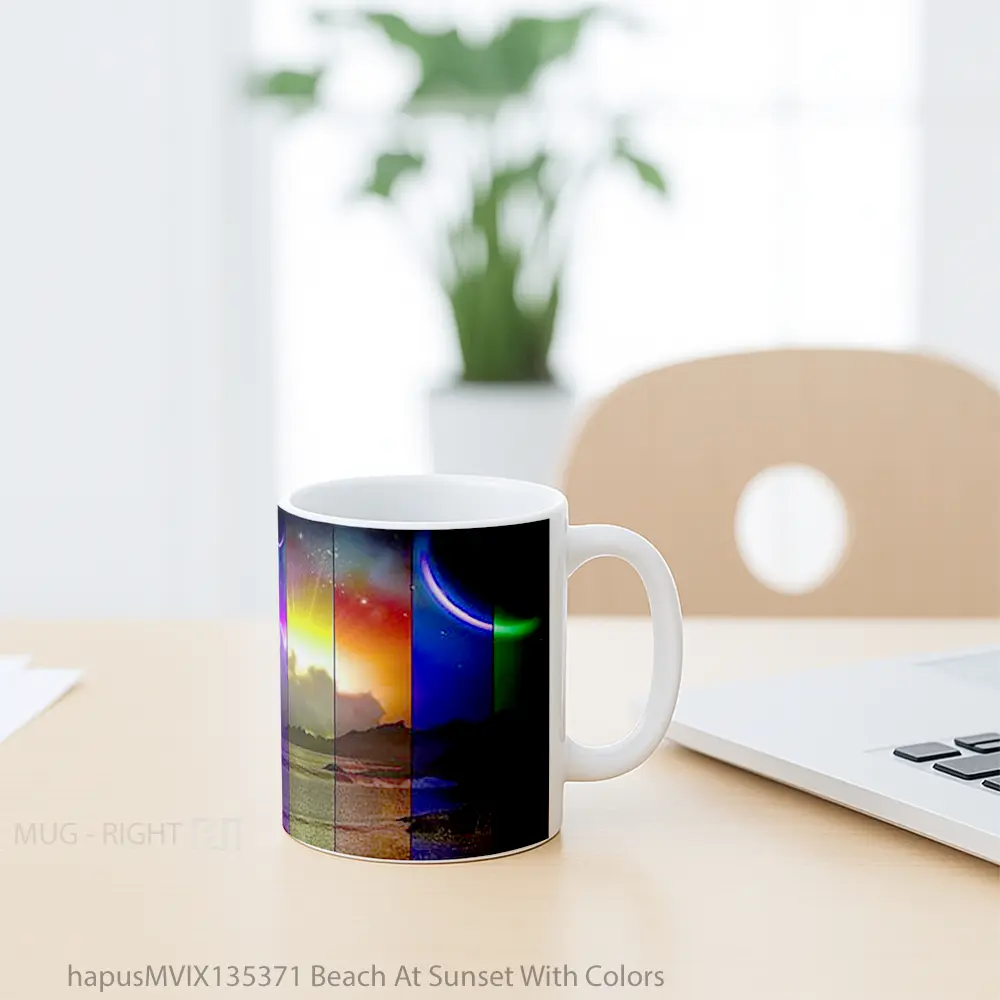 Mug Beach At Sunset With Colors Gelas Pemandangan Alam - All-side / Desain