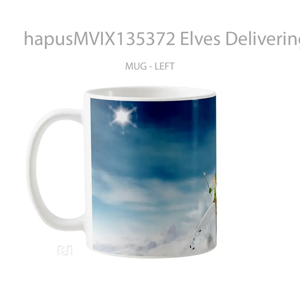 Mug Elves Delivering Christmas Gifts Gelas Fantasi - All-side / Desain