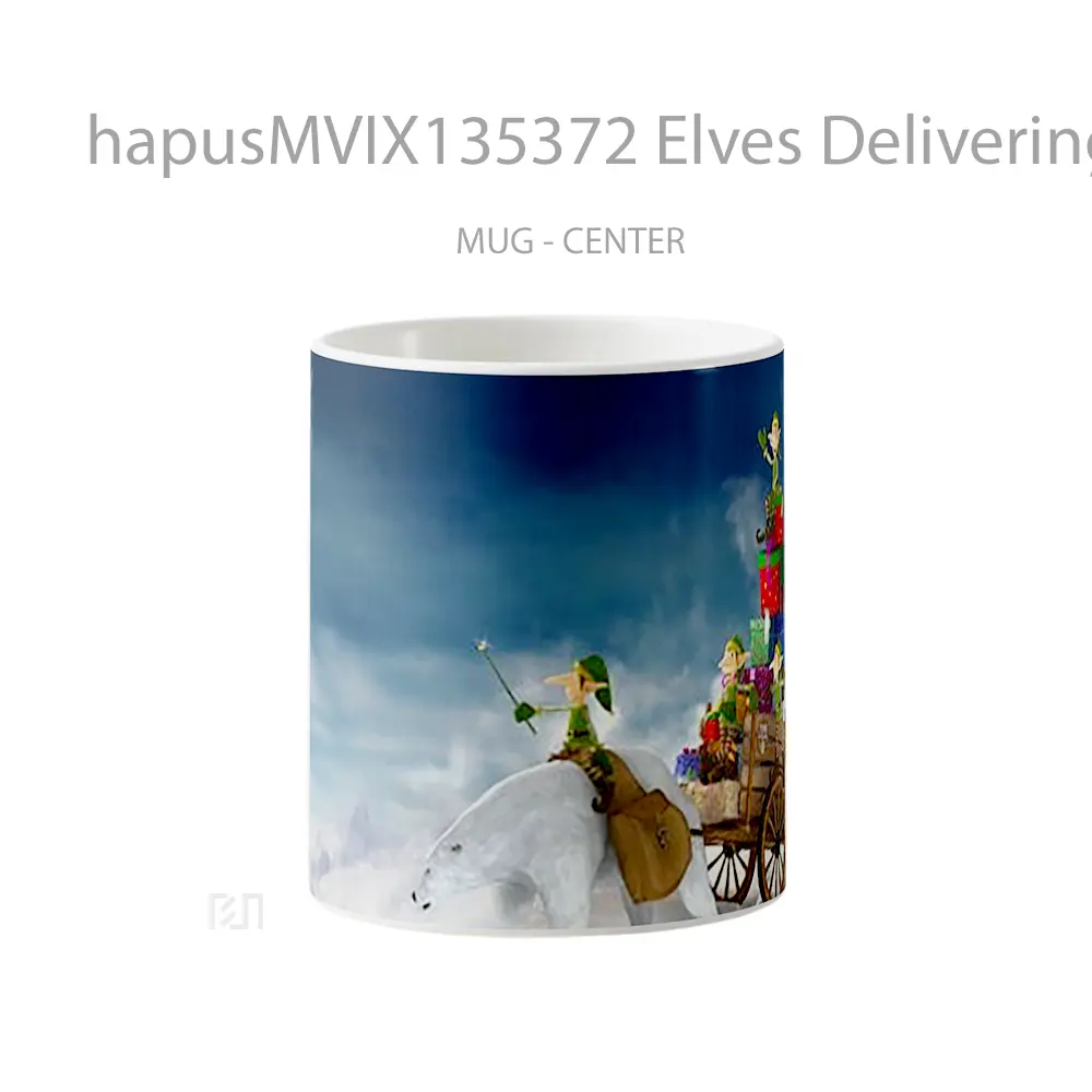 Mug Elves Delivering Christmas Gifts Gelas Fantasi