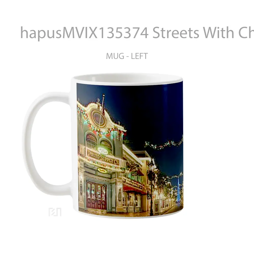 Mug Streets With Christmas Lights And Ornaments Gelas Keramik Unik - All-side / Desain