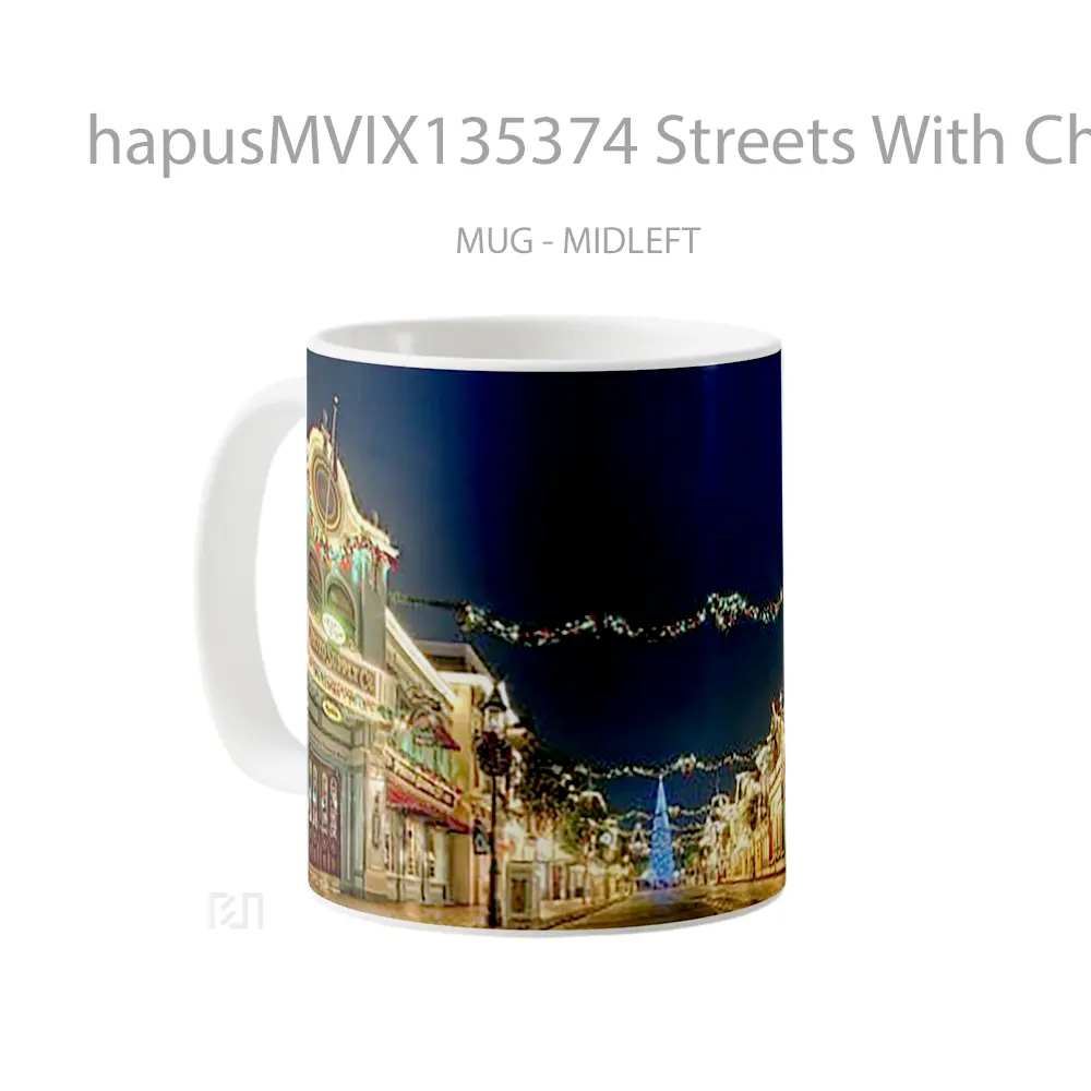 Mug Streets With Christmas Lights And Ornaments Gelas Keramik Unik - All-side / Desain