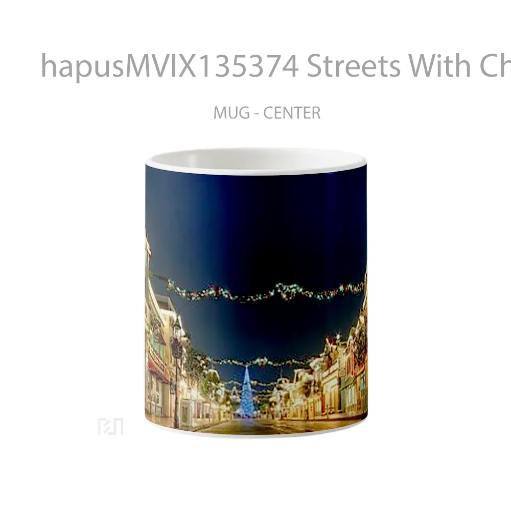Mug Streets With Christmas Lights And Ornaments Gelas Keramik Unik