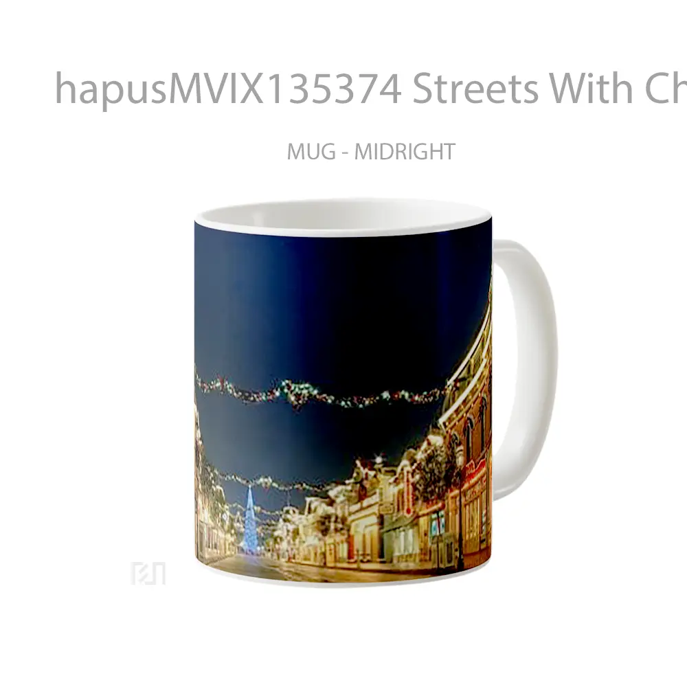 Mug Streets With Christmas Lights And Ornaments Gelas Keramik Unik - All-side / Desain