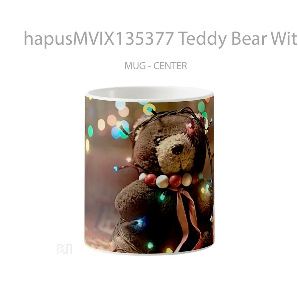 Mug Teddy Bear With Christmas Lights Gelas Hewan Lucu