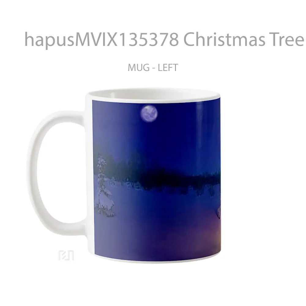 Mug Christmas Tree With Lights At The North Pole Gelas Pemandangan Alam - All-side / Desain