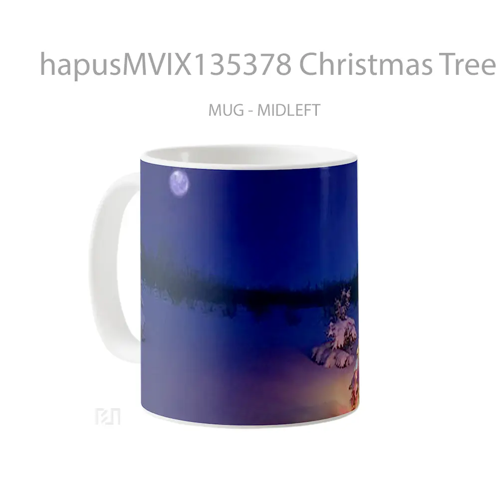 Mug Christmas Tree With Lights At The North Pole Gelas Pemandangan Alam - All-side / Desain