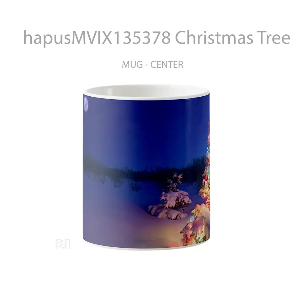 Mug Christmas Tree With Lights At The North Pole Gelas Pemandangan Alam